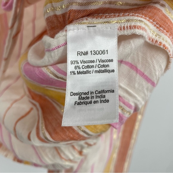 L*SPACE st Lucia Cropped Polo Shirt striped pink orange yellow - Picture 4 of 8